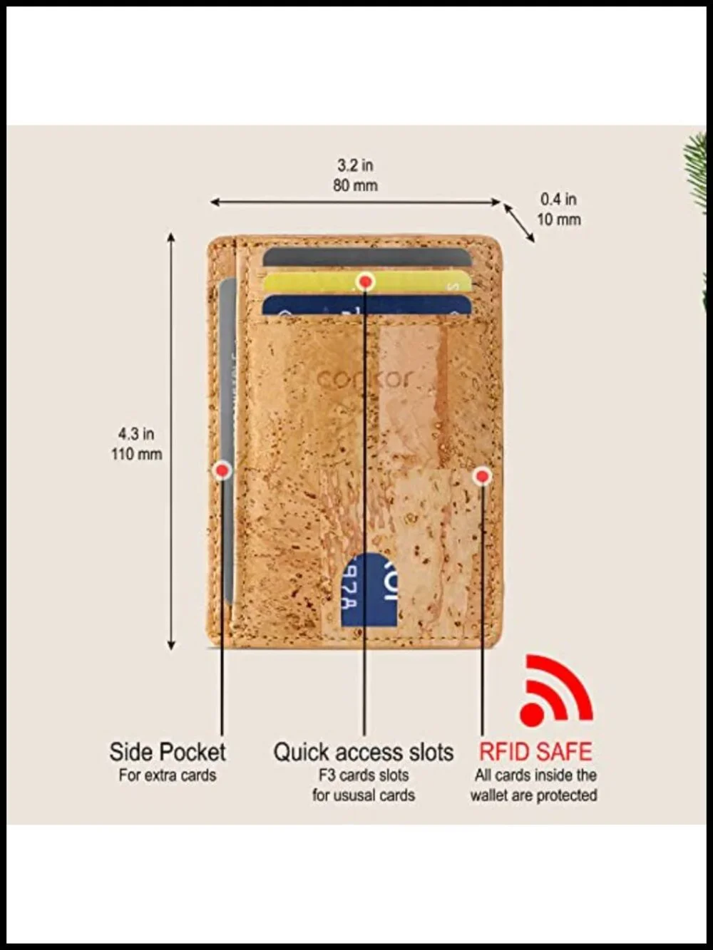 Minimalist Slim Vegan Cork Card Holder RFID Blocking
